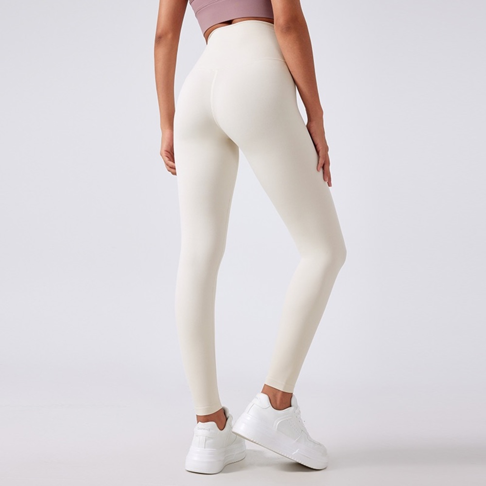 Women's Cream High-Waisted Leggings - Picture 4 of 4